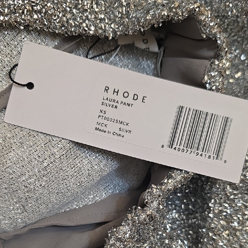 NEW RHODE LAURA TEXTURED SILVER METALLIC STIRRUP PANTS SIZE XS - Picture 8 of 11